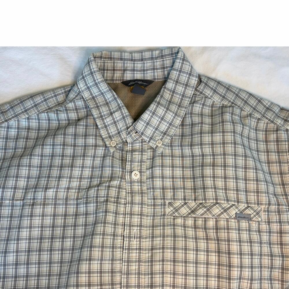 Eddie Bauer Mens Large Tall Shirt Plaid Long Sleeve Hiking Fishing Outdoor Vent